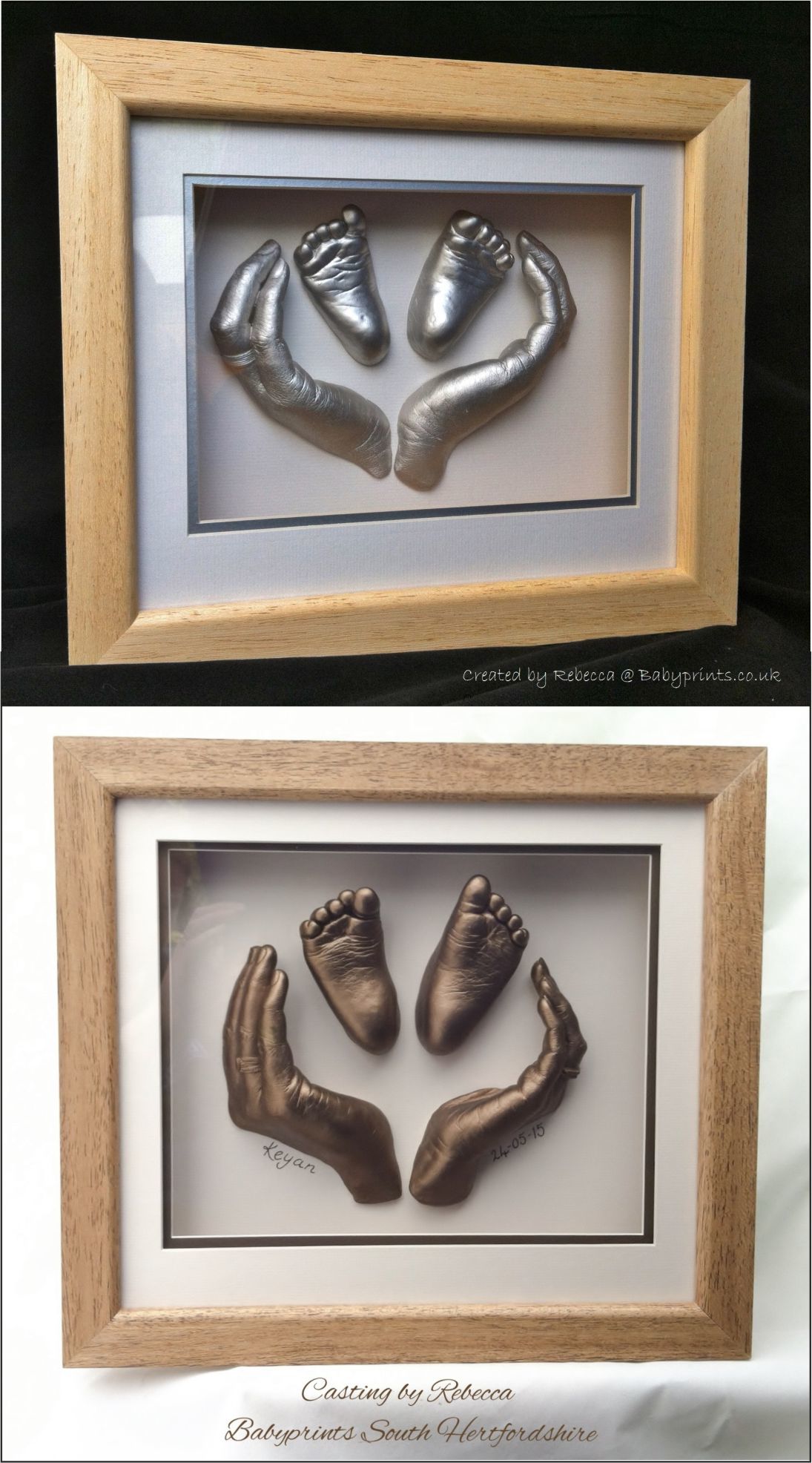 Parents hands with babies feet