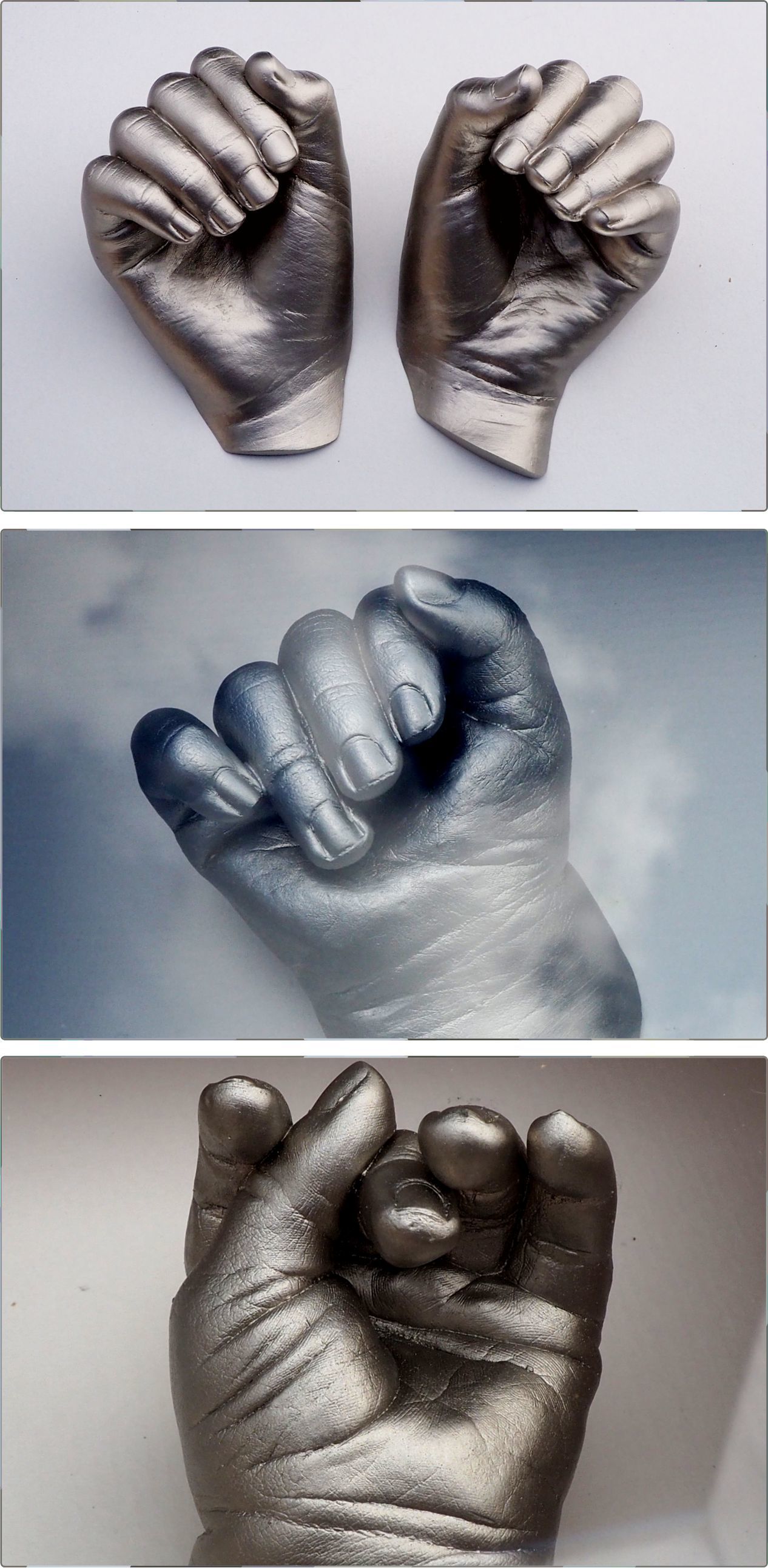 Hand casts in silver