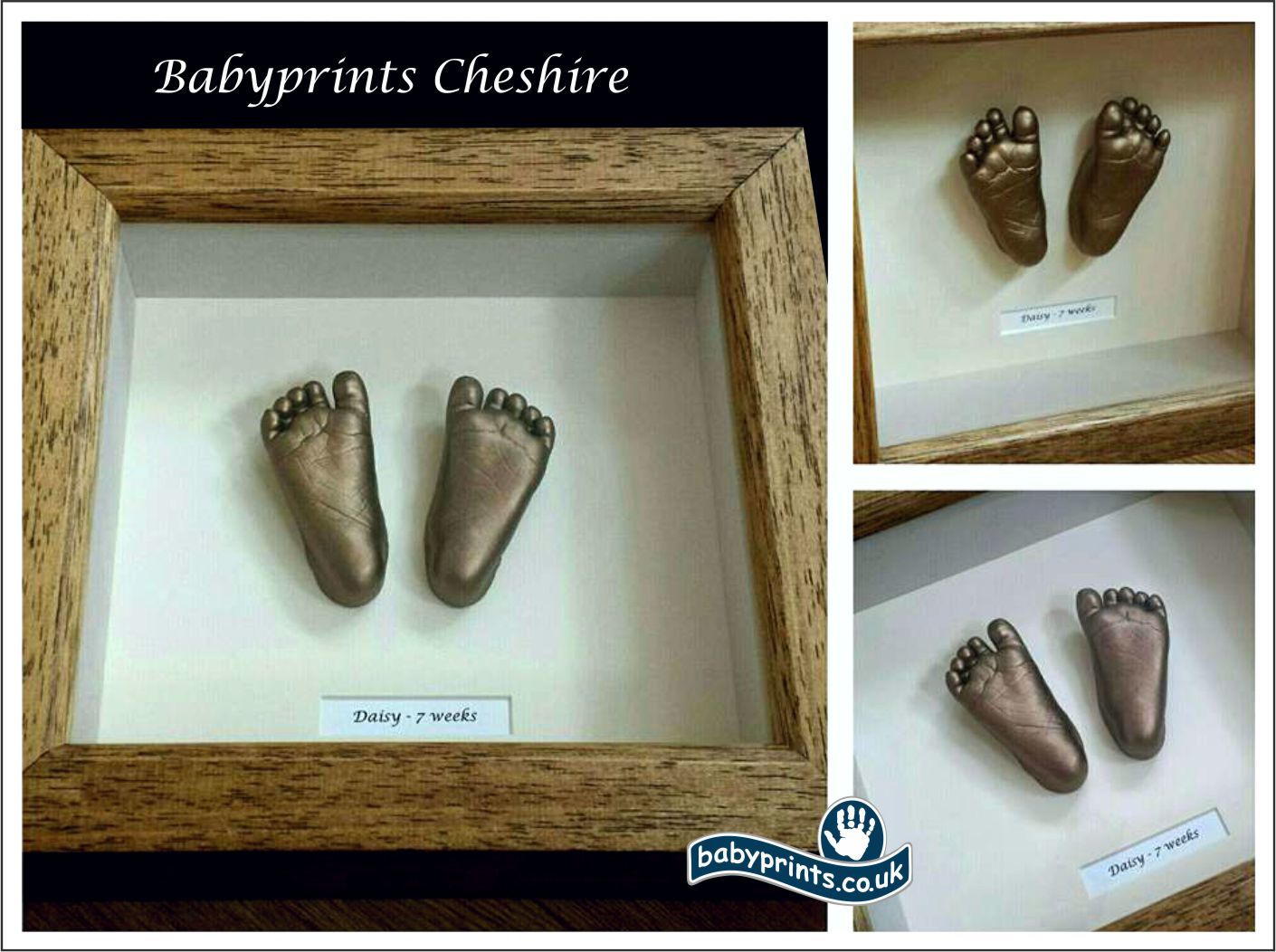 Baby feet casts framed by Babyprints Cheshire