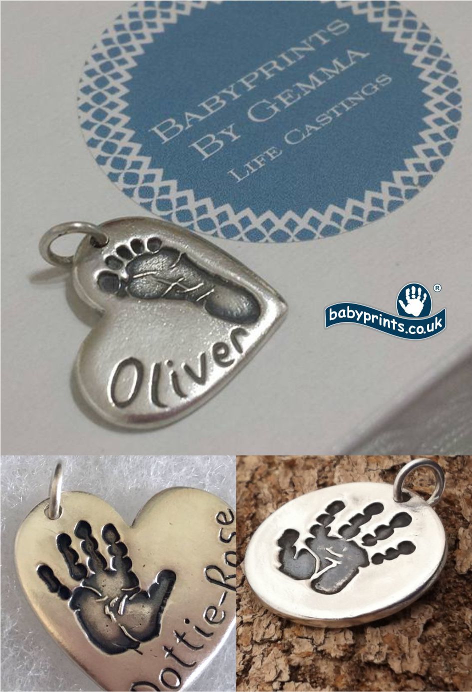 Hand and foot prints on jewellery