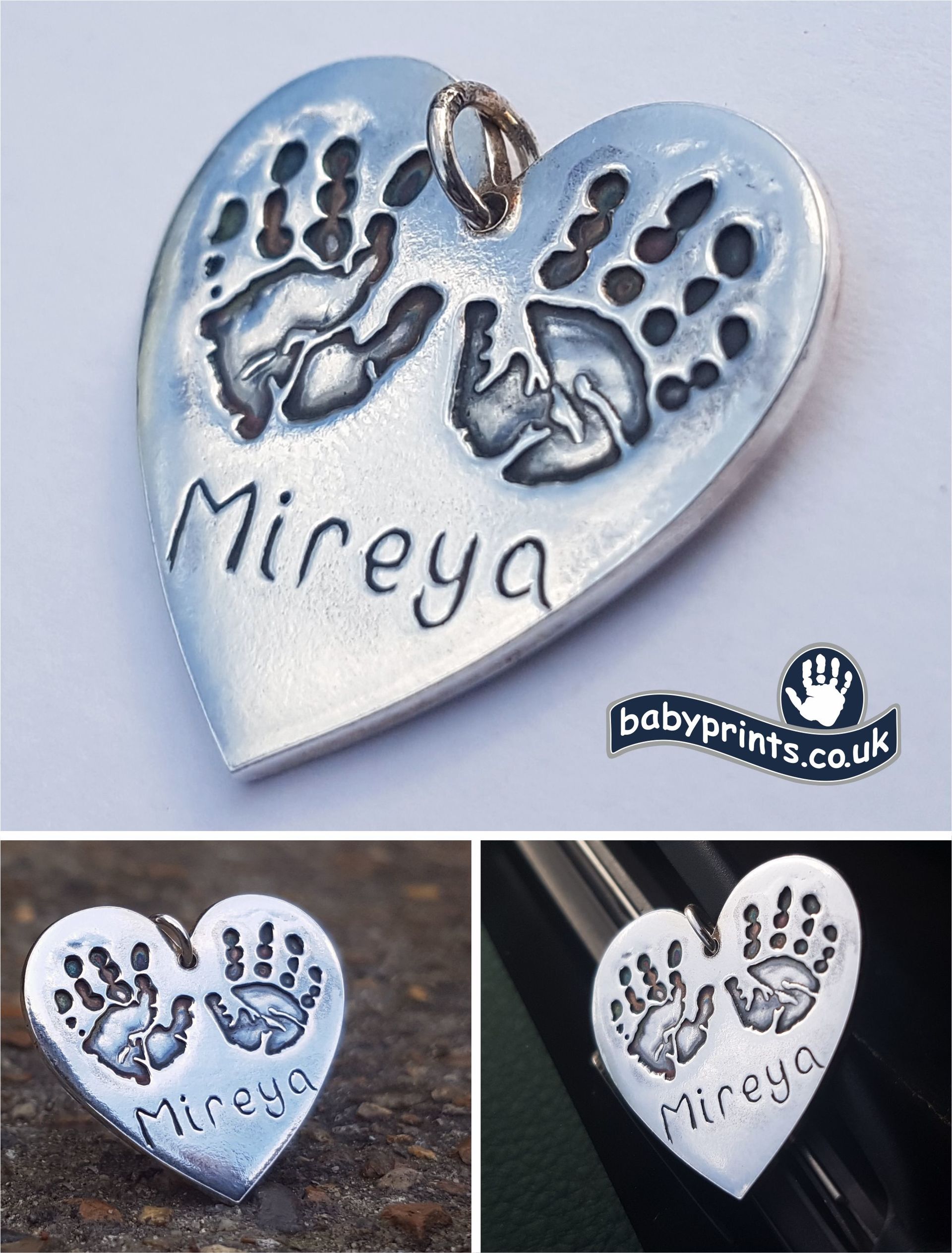 Two hand prints on jewellery