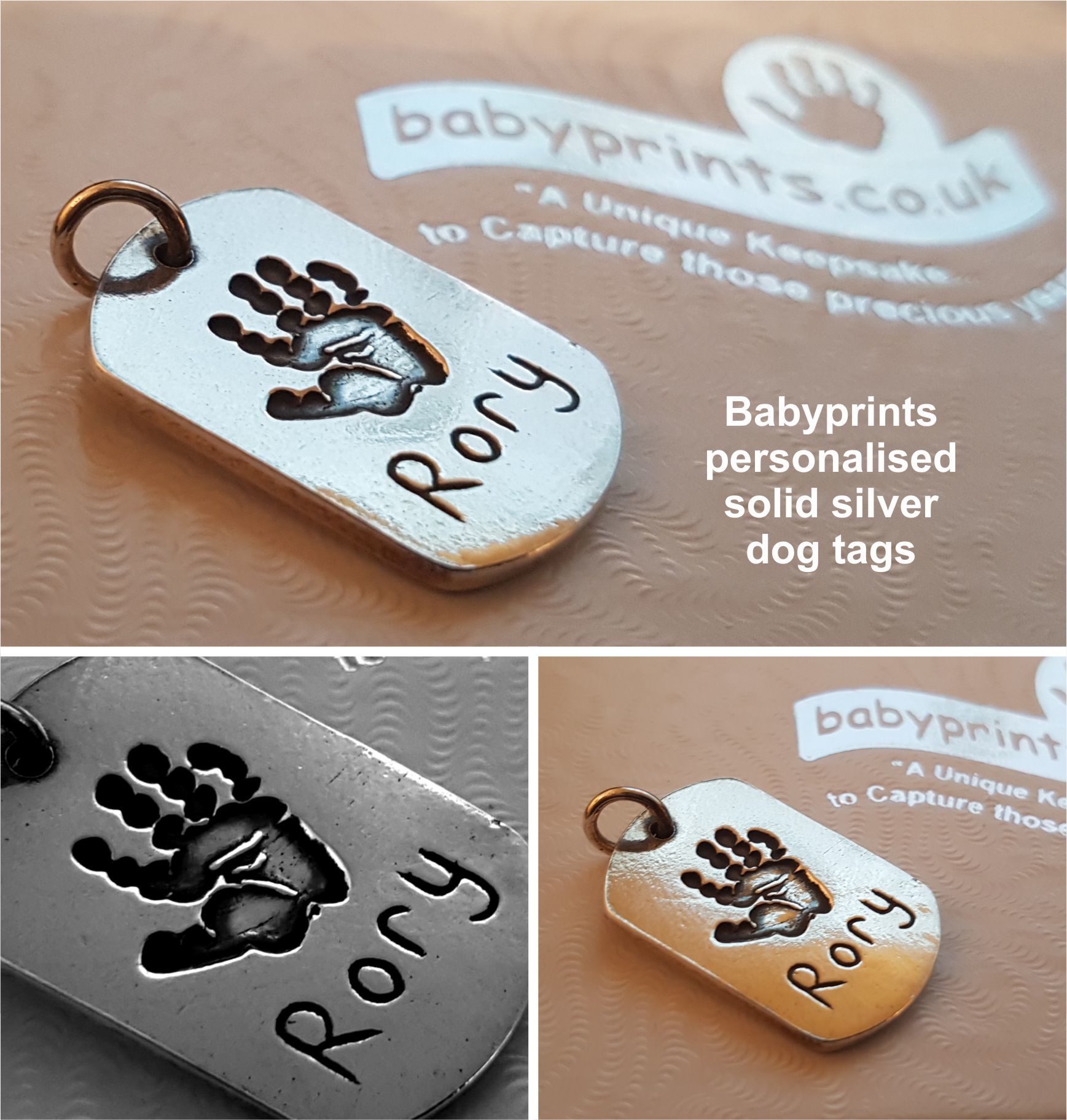 personalised solid silver dog tags