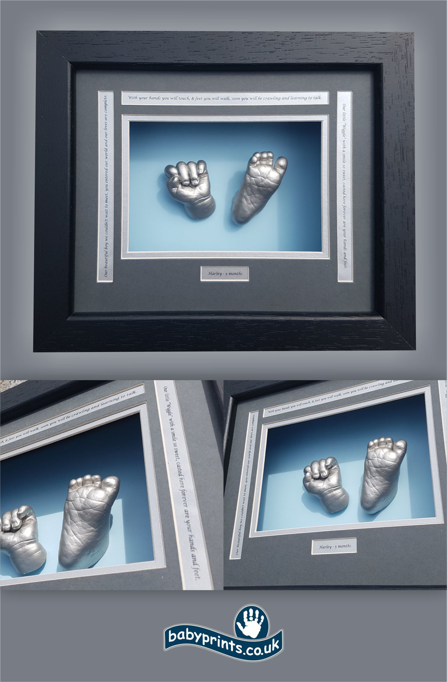 Frame baby casts with a poem