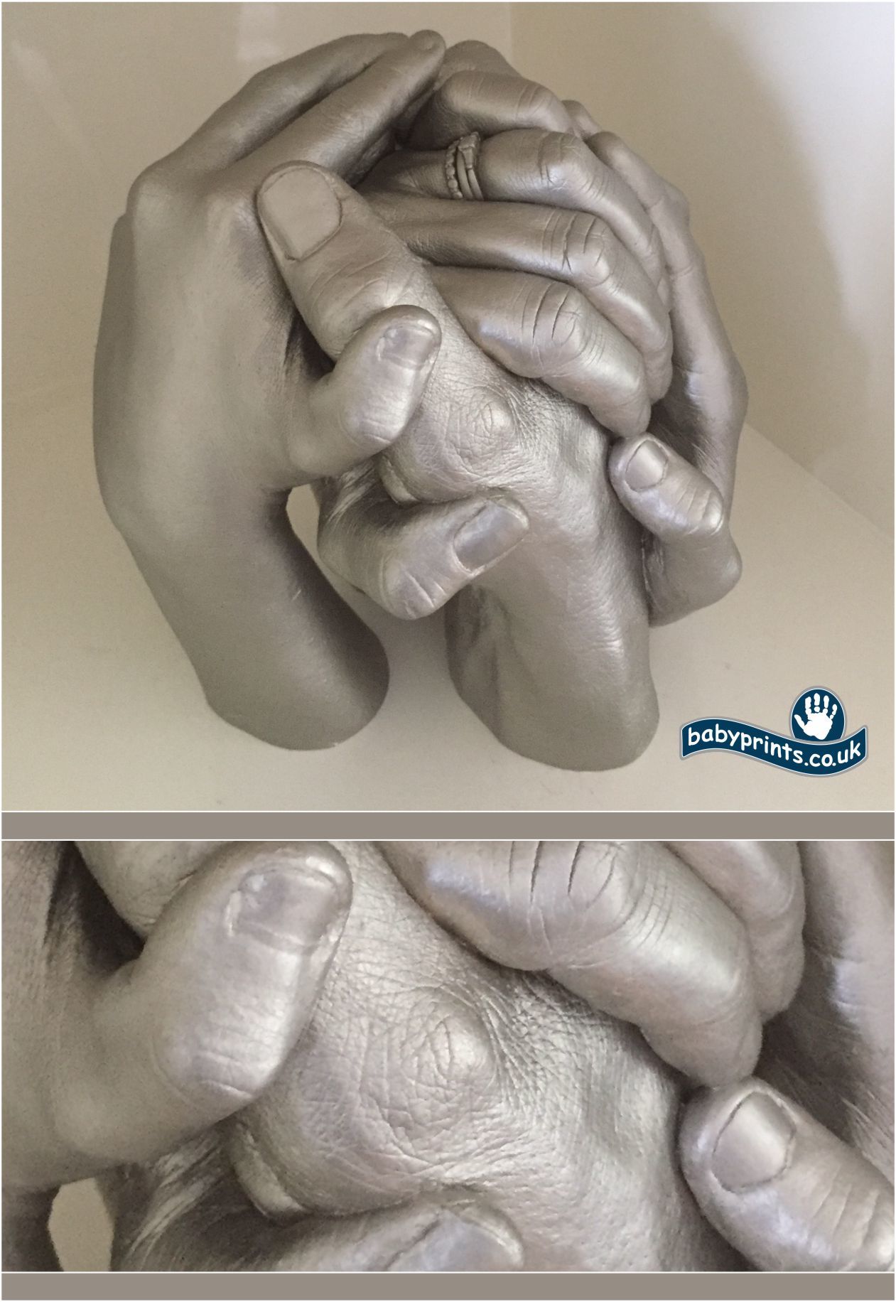 Family clasping hands statue