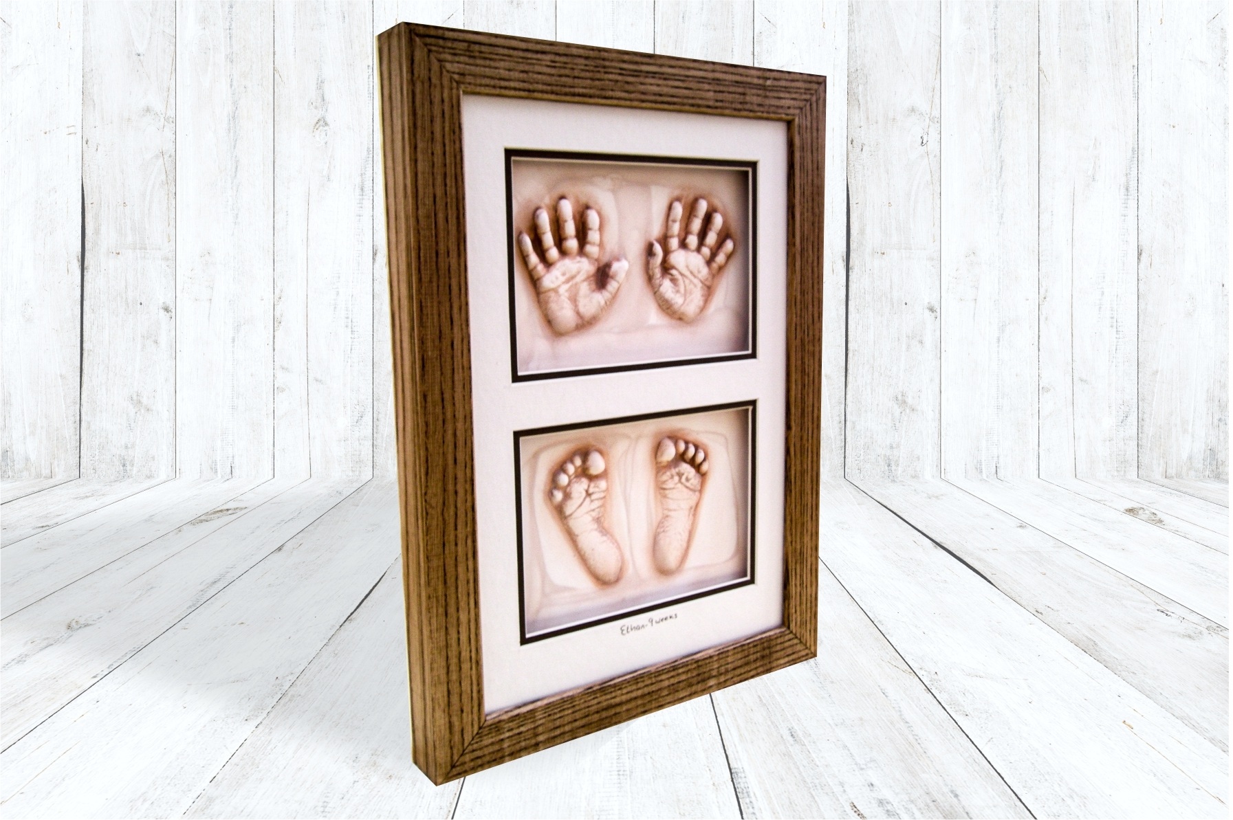 hands and feet Impressions in dark classic wood frame